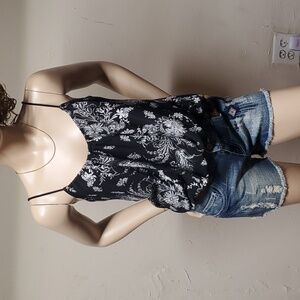 Wet Seal Black and White Floral Blouse
